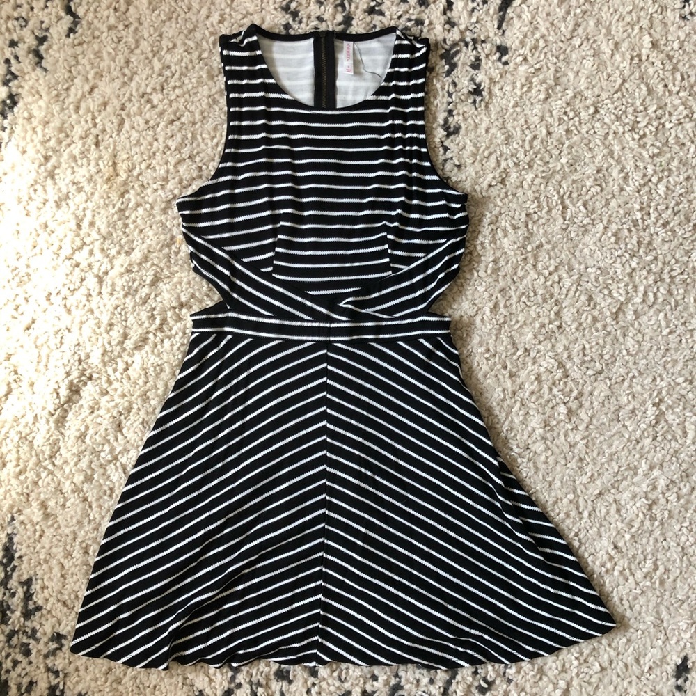 Xhilaration Black and White Striped Dress